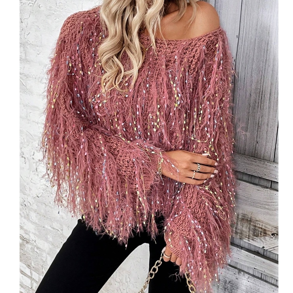 Fuzzy Confetti Oversized Sweater Top